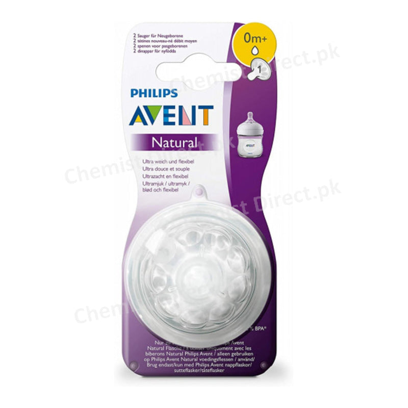 Avent Natural 0M+ Nipple 2 Pieces Baby Care