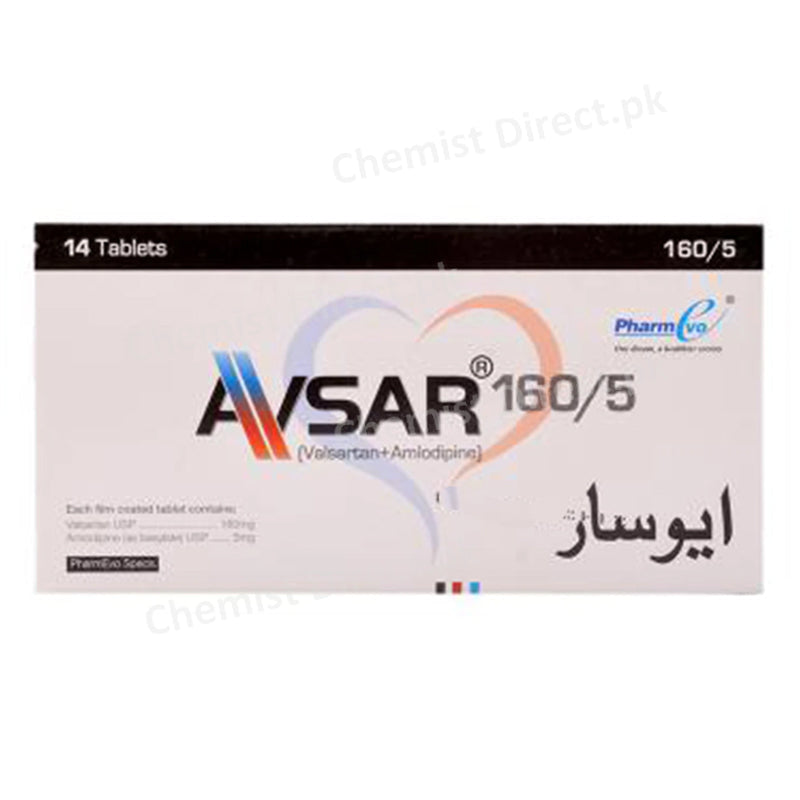 Avsar Tablet 160mg/5mg PHARM EVO (PVT) LTD Anti Hypertensive Valsartan 160mg, Amlodipine 5mg