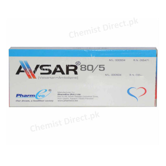 Avsar 80-5mg Tab Tablet PHARM EVO_PVT_LTD.-Anti-Hypertensive-Valsartan80mg Amlodipine 5mg