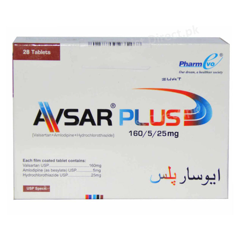 Avsar Plus 160 5 25mg Tab Tablet Valsartan160mg-Amlodipine5mg-Hydrochlorothiazide 25mg Anti Hypertensive