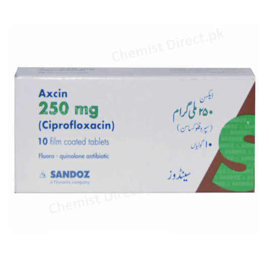 Axcin 250mg Tab Tablet NOVARTISPHARMAPAKISTANLTD Quinolone Anti Bacterial Ciprofloxacin