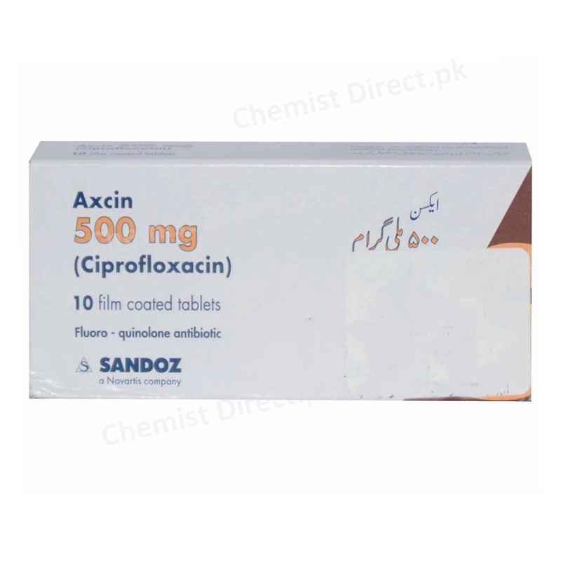 Axcin 500mg Tab Tablet NOVARTISPHARMAPAKISTANLTD-QuinoloneAnti Bacterial Ciprofloxacin