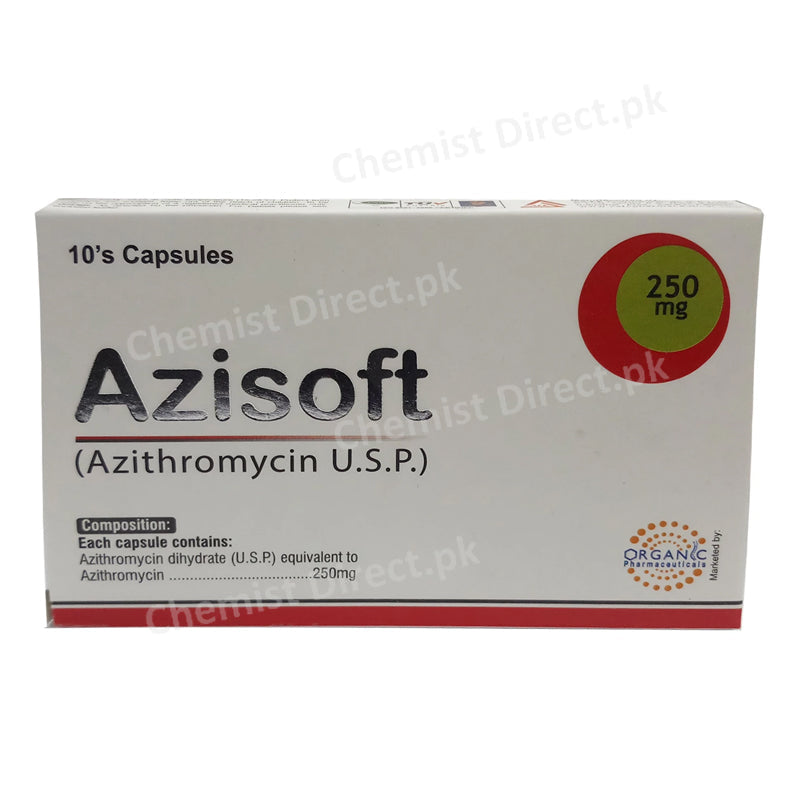 Azisoft250mgCap Capsules Organic Pharma Azithromycin