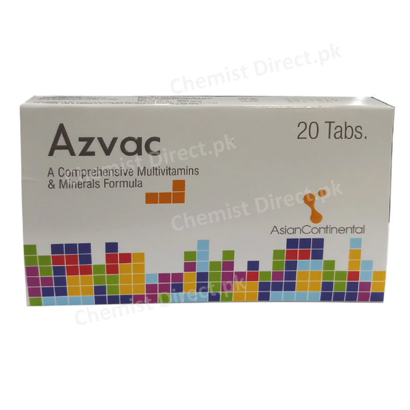 Azvac Tablet Asian continental Pharma Multivitamins & Minerals Formula