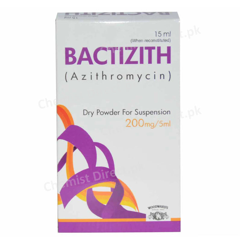 Bactizith Suspension 200mg/5ml 15ml Woodward Pakistan (Pvt) Ltd Macrolide Anti-Bacterial Azithromycin