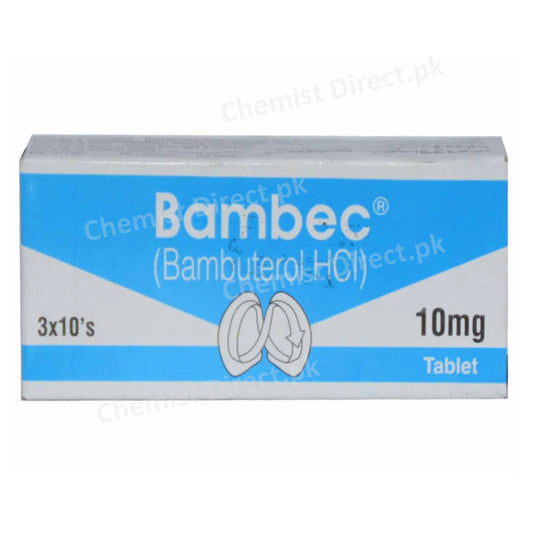 Bambec Tablet 10mg BARRETT HODGSON PAKISTAN (PVT) LTD B2 Stimulant Bambuterol HCL
