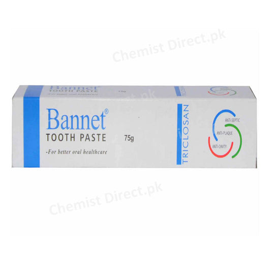 Bannet Tooth paste 75gm Platinum Pharmaceuticals (Pvt) Ltd Oral Hygiene Triclosan,Sodium Monofluorophosphate