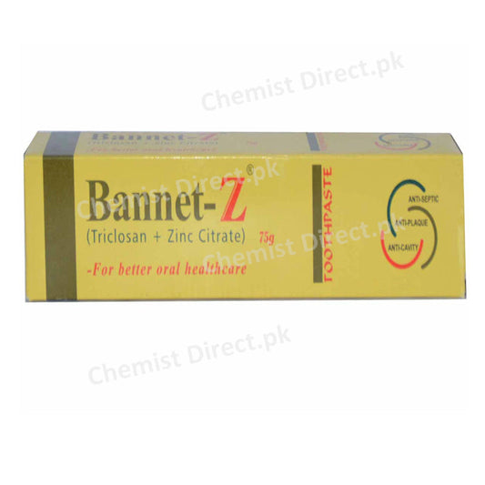 Bannet-Z Tooth paste 75gm Platinum Pharmaceuticals (Pvt) Ltd Oral Hygiene Triclosan, Sodium Monofluorophosphate