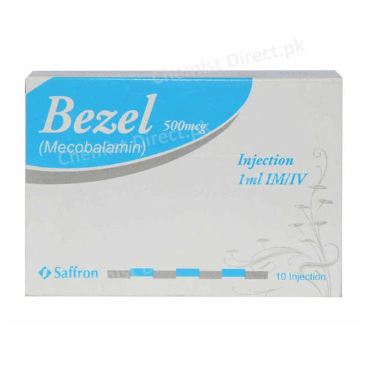 Bezel Injection 500mcg 10Amp Saffron Pharmaceuticals Vitamin B12 Mecobalamin