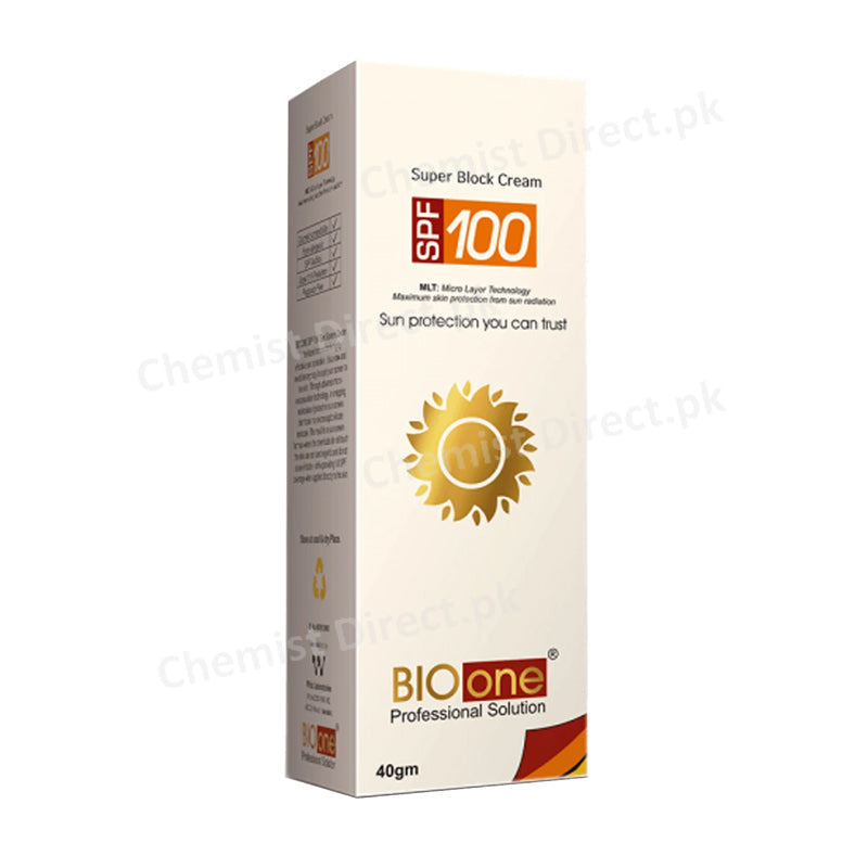 Bio One SFP 100 Super Block Cream 40gm Whiz Laboratories Sun Block