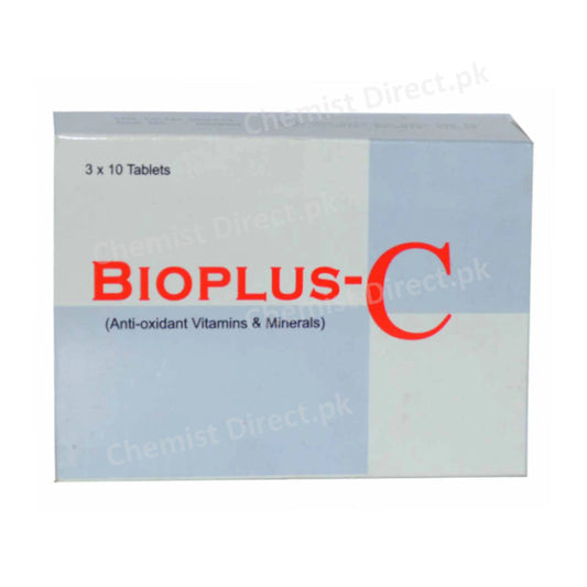 Bioplus-C Tablet MASS PHARMA Anti oxidant elenium (Sulphide) 20mcg, Tocopherol 100mg, Zinc Sulphate 10mg, Ascorbic Acid 500mg