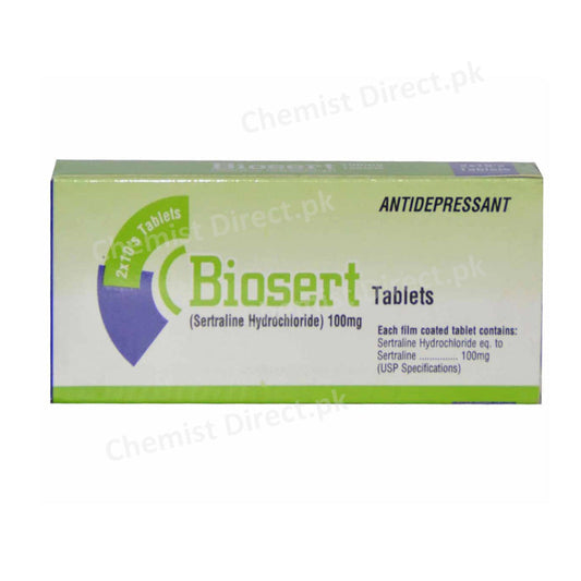 Biosert 100mg Tablet Sertaline Hydrochloride Antidepressant