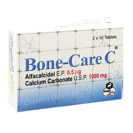 Bone Care C 1000mg Tablet SCHAZOO ZAKA PVT LTD VITAMIN DANALOGUE Alfacalcidol 0.5mcg Calcium Carbonate 1000mg