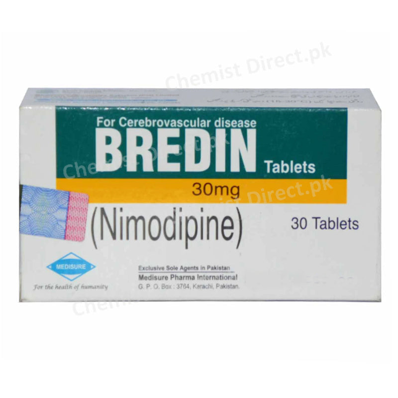 Bredin 30mg Tab Tablet MEDISUREPHARMACEUTICALS-ANTI-HYPERTENSIVE Nimodipine.