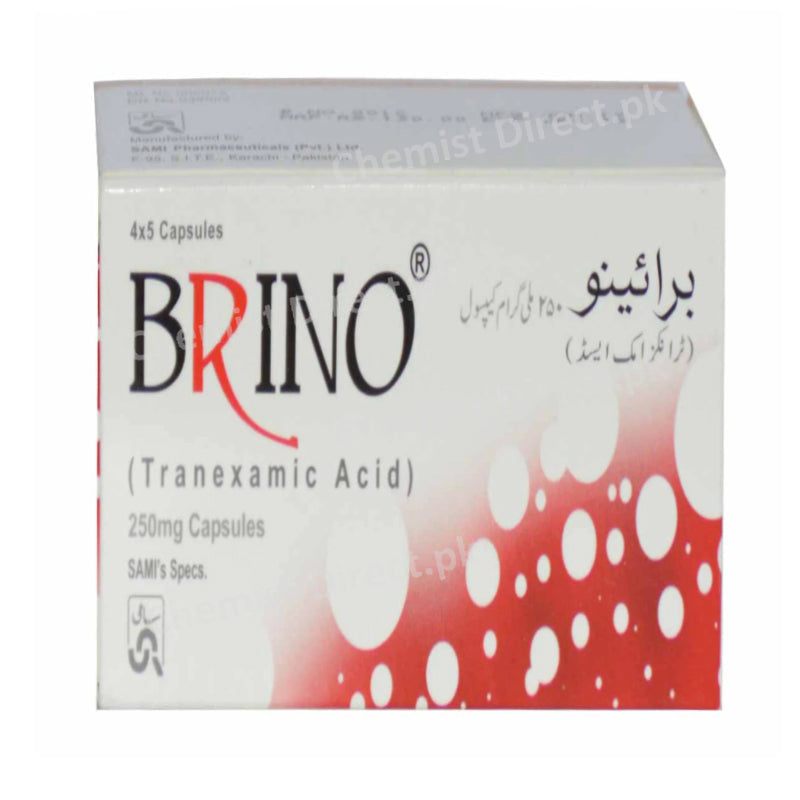 Brino Capsules 250mg SAMI PHARMACEUTICALS ANTI FIBRINOLYTIC Tranexamic Acid