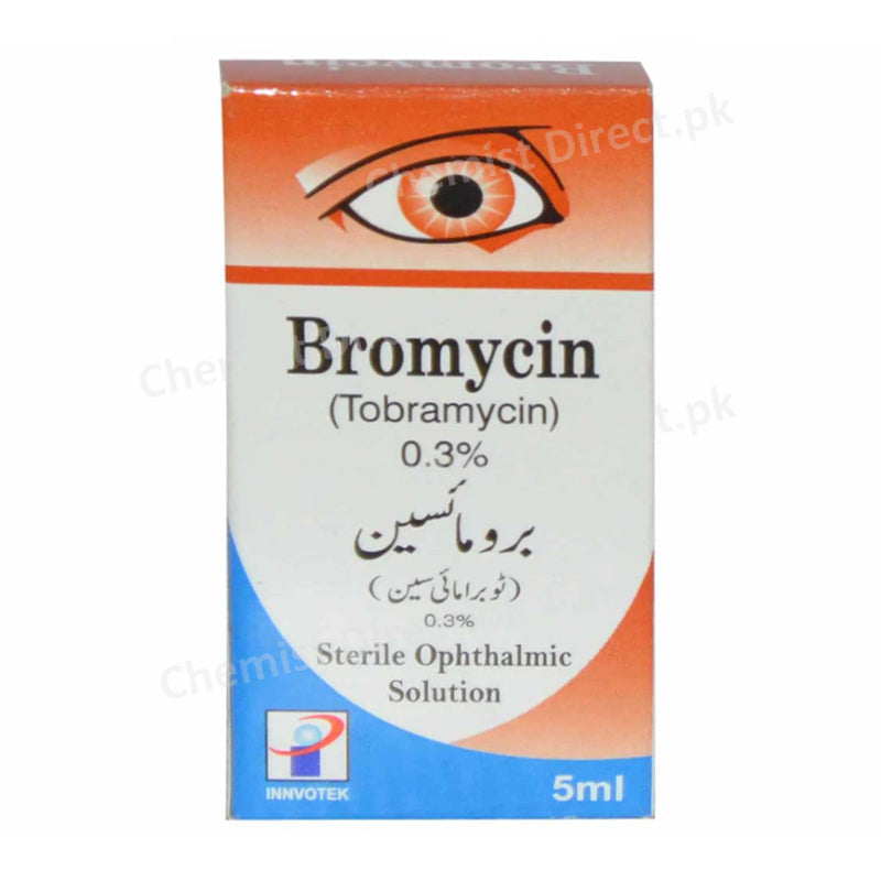 BROMYCIN Eye Drops 0.3% 5ml INNVOTEK PHARMACEUTICALS AMINOGLYCOSIDE ANTI-BACTERIAL Tobramycin