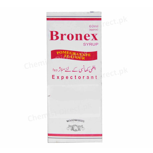 Bronex Syrup 60ml Woodward Pakistan Expectorant Pomegranate Flavour