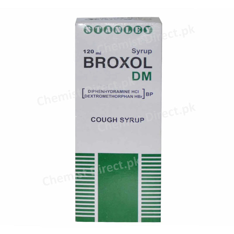 Broxol DM Syrup 120ml Stanley Pharmaceuticals Expectorant Diphenhydramine HCL Dextromethorphan HBr