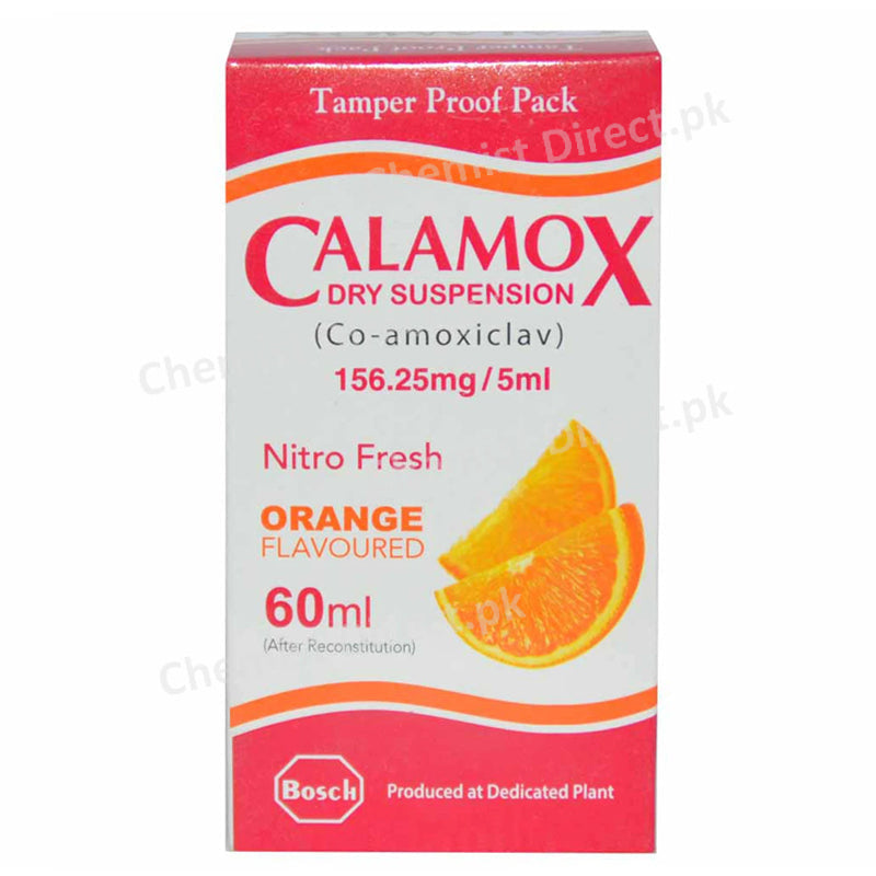 Calamox156.25mg60mlSyp Suspension BOSCHPHARMACEUTICALS_PVT_LTD Amino penicillin Amoxicillin125mg Clavulanicacid31