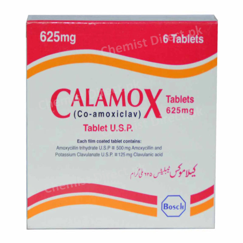 Calamox 625mg Tab Tablets BOSCHPHARMACEUTICALS_PVT LTD Amino penicillin Amoxicllin500mg ClavulanicAcid125mg