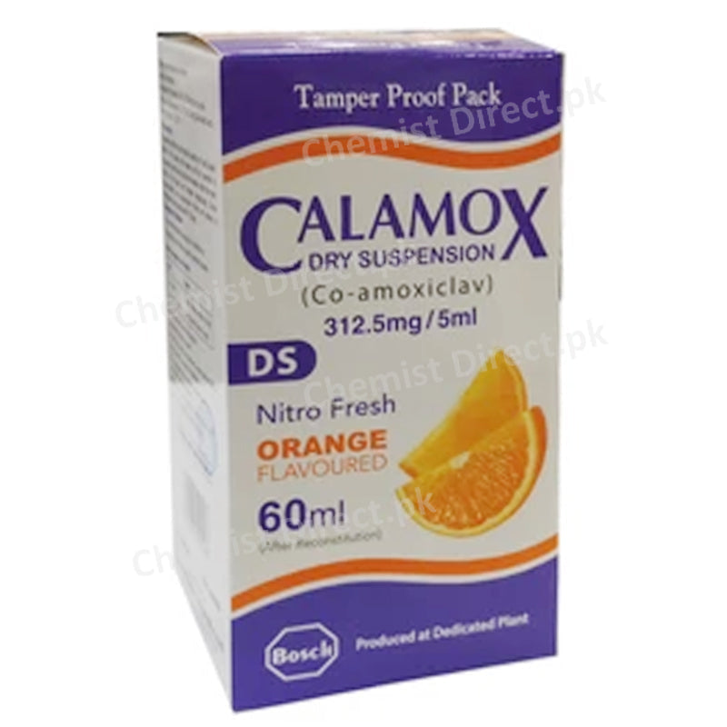    Calamox DS312.5mg/5mg 60ml Suspension Suspension BOSCHPHARMACEUTICALS_PVT_LTD Amino penicillin Amoxicillin 250mg Clavulanicacid62