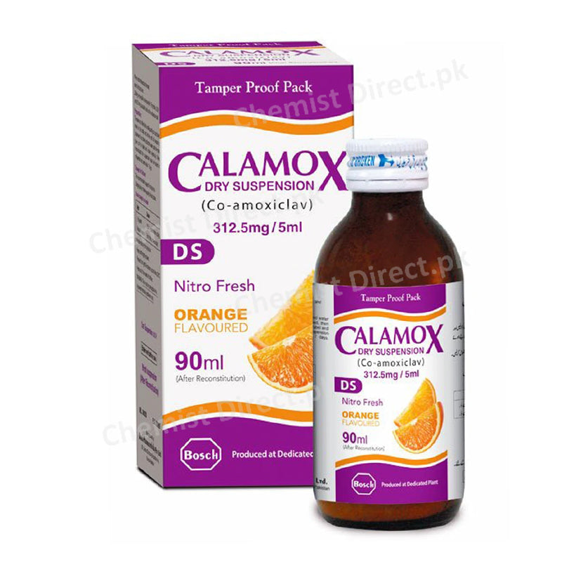 CALAMOX DS Suspension 312.50mg-5ml90ml Suspension BOSCH PHARMACEUTICALS_PVT_LTD Amino penicillin Amoxicillin250mg Clavulanicacid62