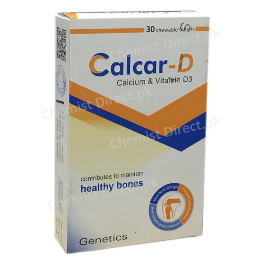 Calcar D Chewable Tablet Genetics Genetics Pharmaceuticals Pvt Ltd Vitamins and Calcium Calcium and Vitamin D3