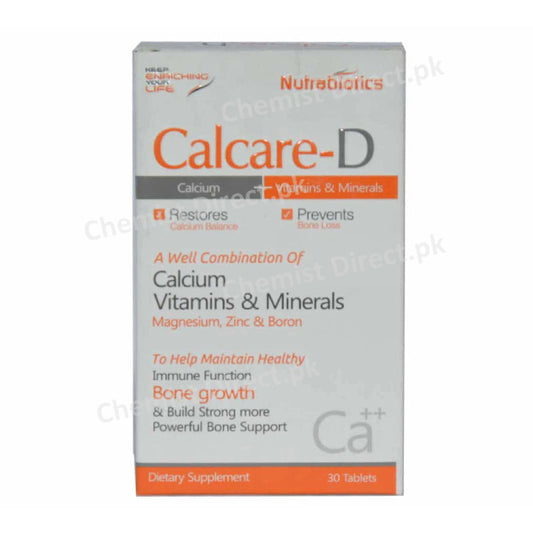 Calcare-D Tablet Nutrabiotics pharma Supplement Calcium Vitamins Minerals