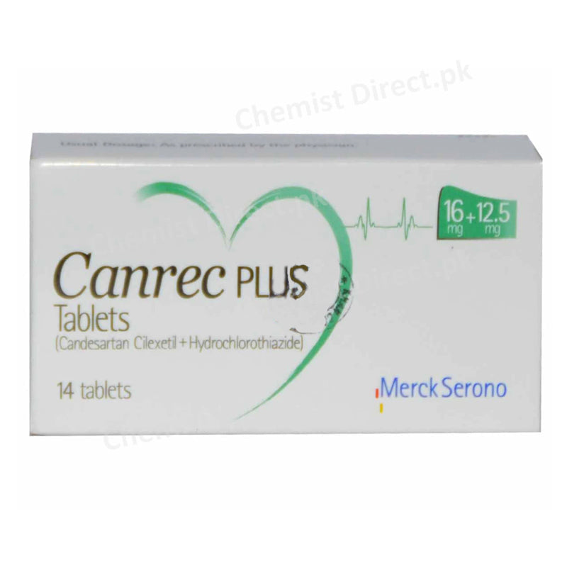 Canrec Plus Tablet 16mg+12.5mg Martin Dow Pharmaceuticals Anti-Hypertensive Candesartan 16mg, Hydrochlorothiazide 12.5mg