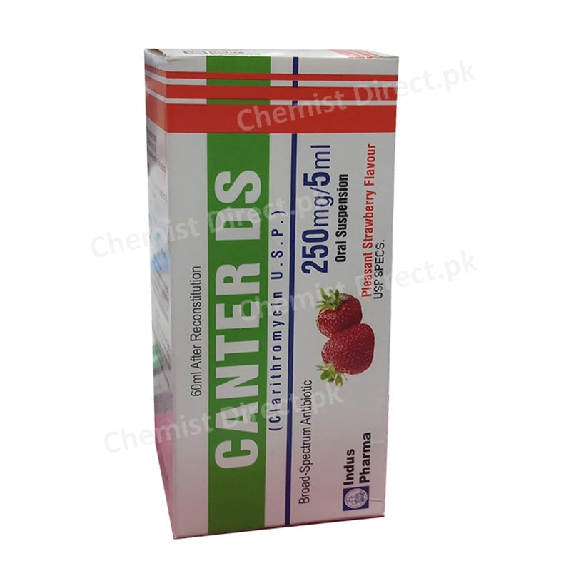 Canter DS Suspension 250mg/5ml 60ml Indus Pharma Macrolide anti-bacterial Clarithromycin