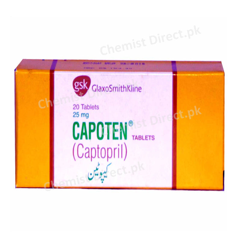 Capoten Tablet 25mg Glaxosmithkline Pakistan Limited Anti-Hypertensive Captopril