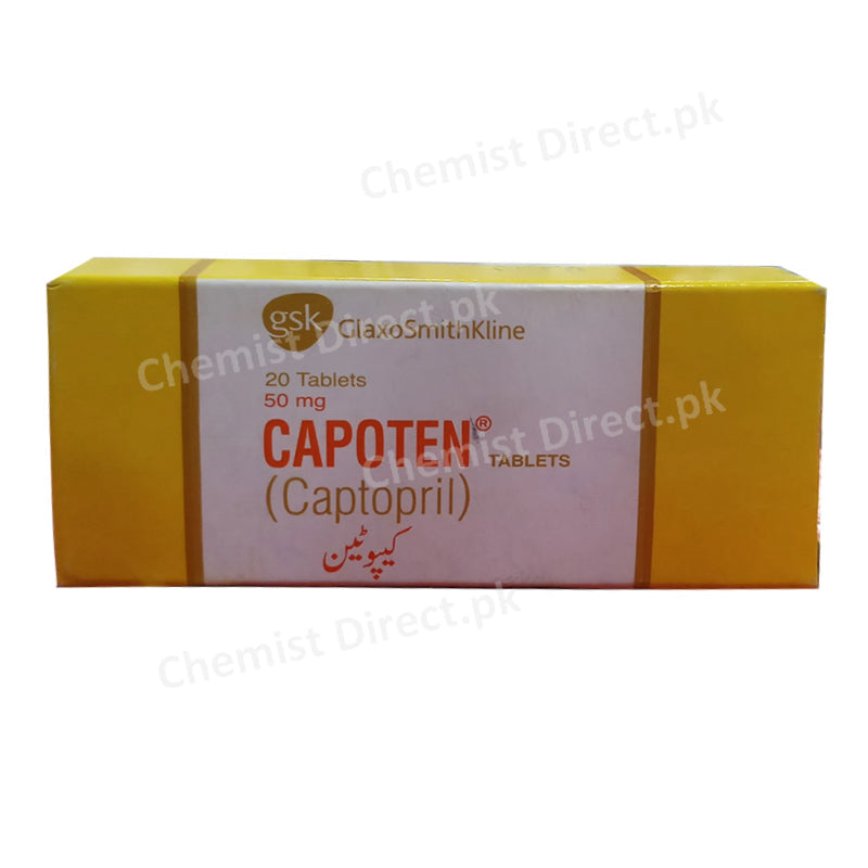 Capoten Tablet 50mg Glaxosmithkline Pakistan Limited Anti-Hypertensive Captopril