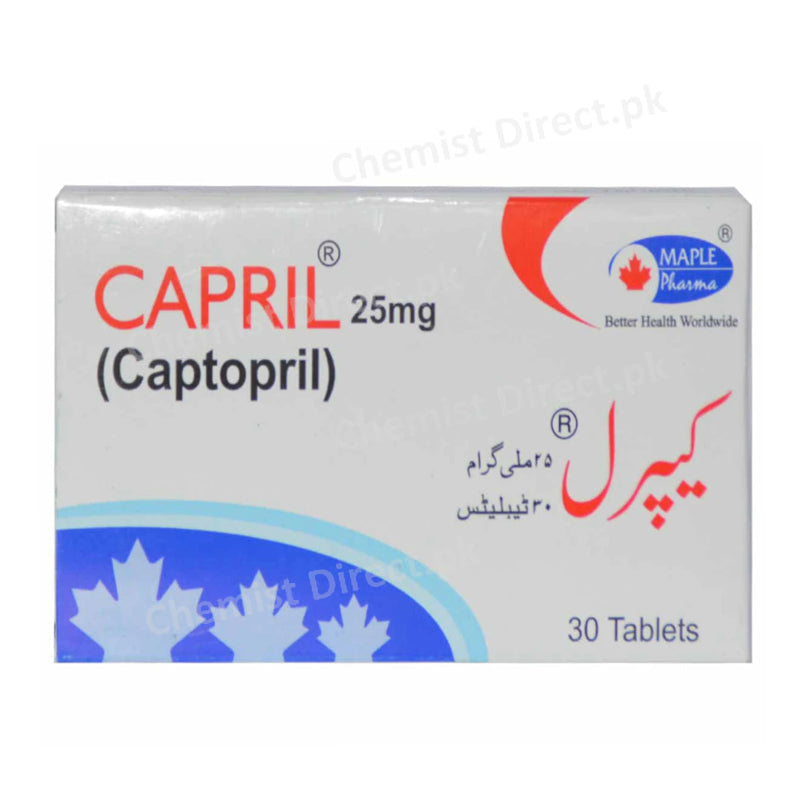 Capril Tablet 25mg Maple Pharmaceutical Anti-Hypertensive Captopril