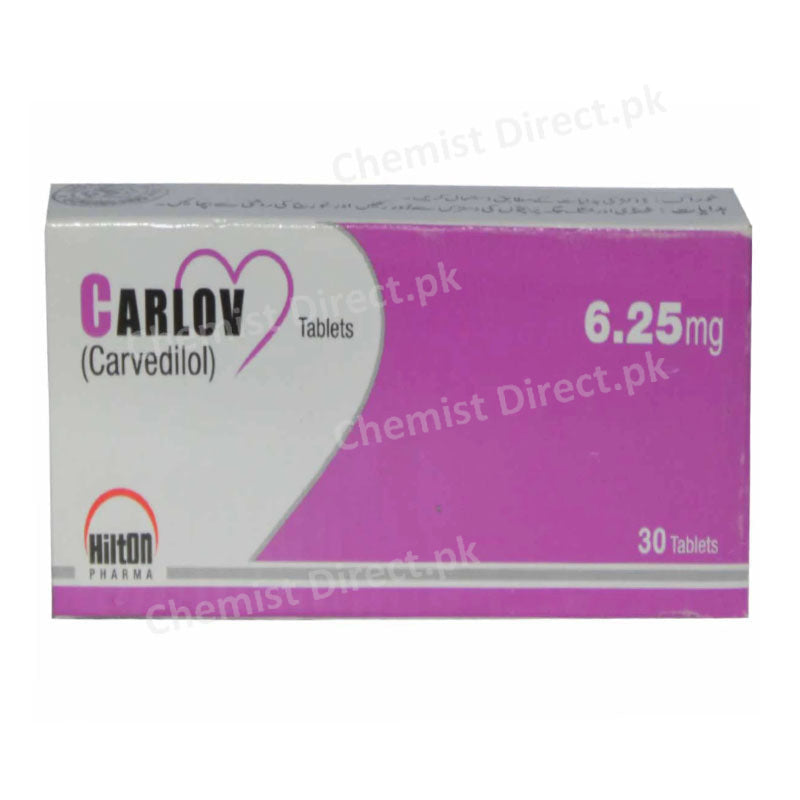 Carlov Tablet 6.25mg Hilton Pharma Beta Blocker Carvedilol
