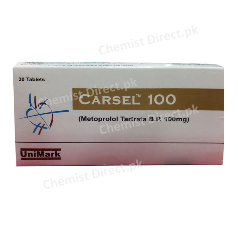 Carsel 100mg Tablet unimark pharmaceuticals anti-hypertensive Metoprolol artarate
