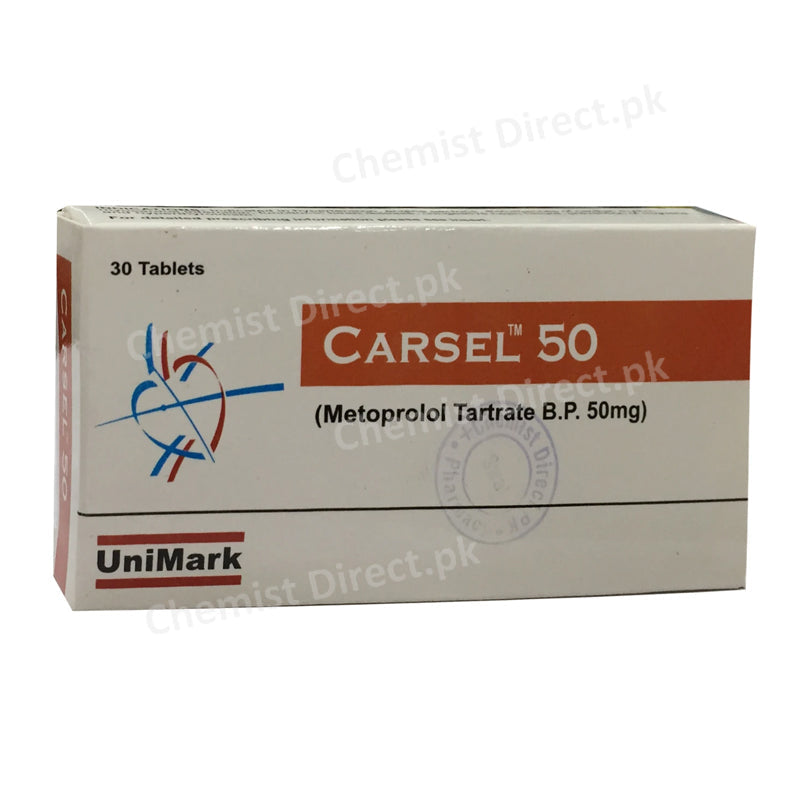 Carsel 50mg Tablet unimark pharmaceuticals anti-hypertensive Metoprolol Tartarate