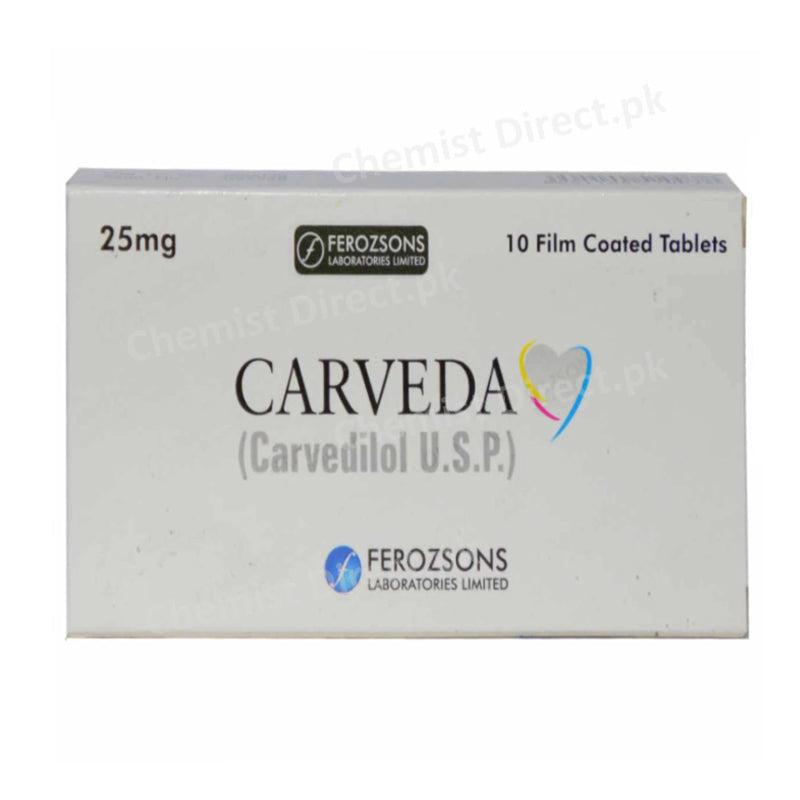 Carveda Tablet 25mg Ferozsons laboratories Beta Blocker Carvedilol