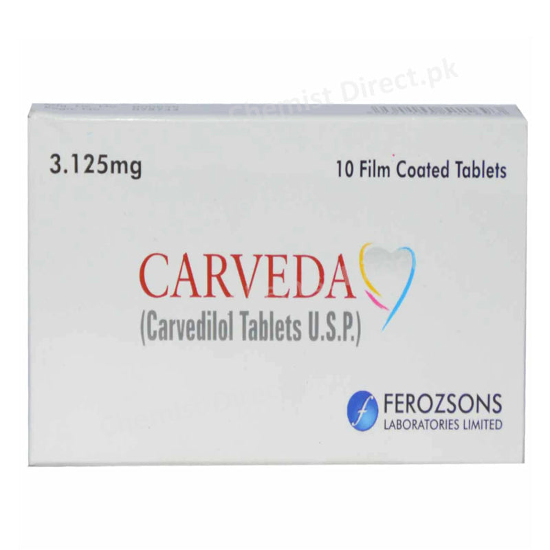 Carveda Tablet 3.125mg Ferozsons laboratories Beta Blocker Carvedilol