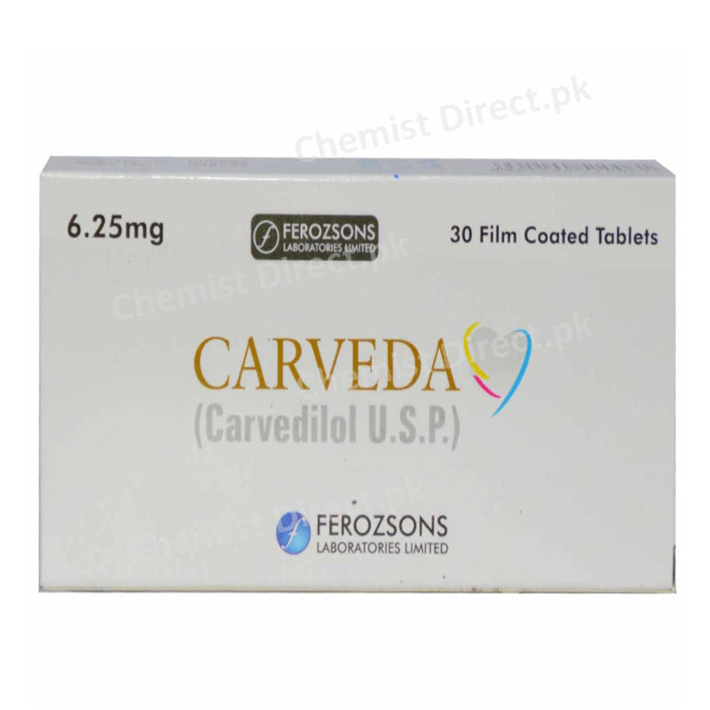 Carveda Tablet 6.25mg Ferozsons Laboratories Beta Blocker Carvedilol