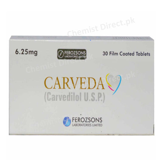 Carveda Tablet 6.25mg Ferozsons Laboratories Beta Blocker Carvedilol