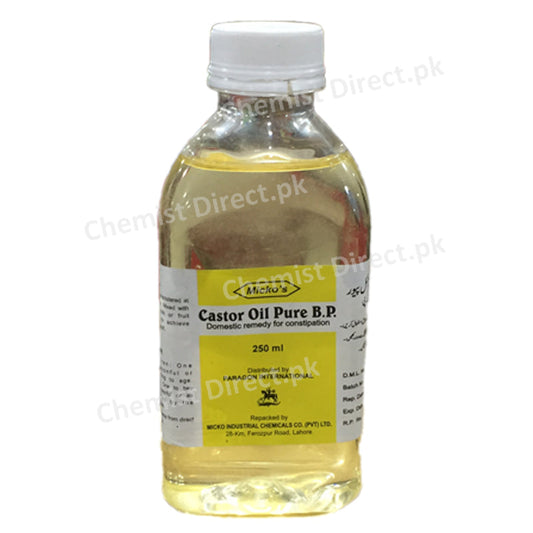 Castor Oil Pure B P 250ml Micko Chemical Lab Lubricant DomesticRemedy For Constipation