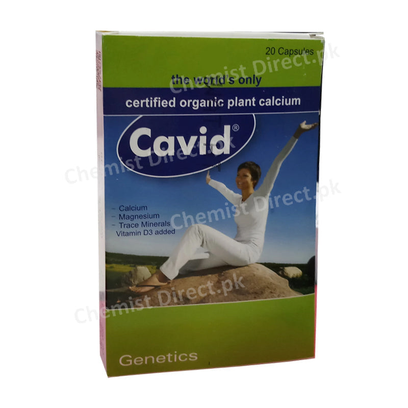 Cavid Capsule Genetics Pharmaceuticals Calcium Supplement Calcium 750mg, Magnesium 65mg, Vitamin D 1000IU