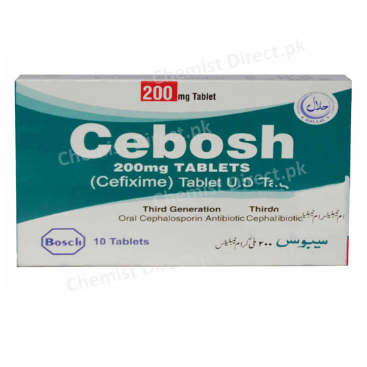 Cebosh \200mg Tab Tablet BOSCH PHARMACEUTICALS PVT LTD CEPHALOSPORIN ANTIBIOTIC Cefixime jpg