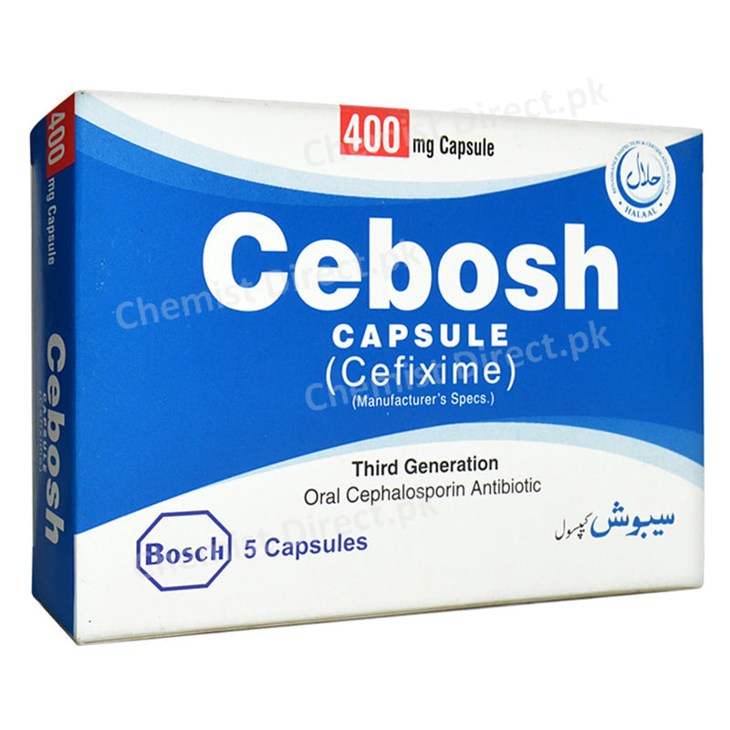 Cebosh 400mg Cap Capsules BOSCHPHARMACEUTICALS PVT LTD CEPHALOSPORINANTIBIOTIC Cefixime jpg