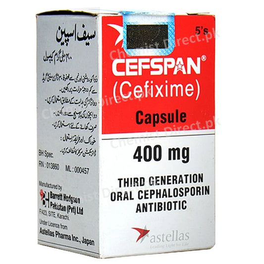 Cefspan 400mg Cap Capsule BARRET THODGSON PAKISTAN PVT LTD Cephalosporin Antibiotic Cefixime jpg