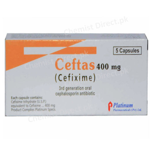 Ceftas 400mg cap Capsule Platinum Pharmaceuticals Pvt Ltd CEPHALOSPORIN ANTI BIOTIC Cefixime jpg