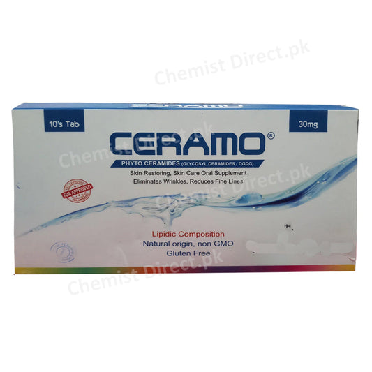 Ceramo 30mg Tab Tablet PHARMAHEALTH PAKISTAN_PVT._LTD Skincareoralsuplement Glycosphingolipids_phingolipid 50 Digalactosyl Diglycerides 40 Triglycerides 0 5 Phosolipids 5 10 jpg