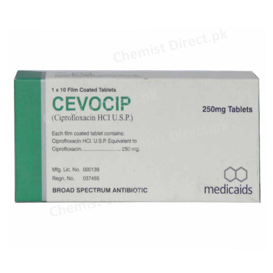 Cevocip 250mg Tablet Medicaids Quinolones Anti-Bacterial Cefotaxime