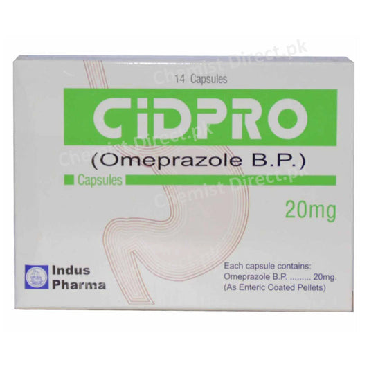 Cidpro 20mg Cap Capsule INDUS PHARMA PVT LTD Anti Ulcerant Omeprazole.