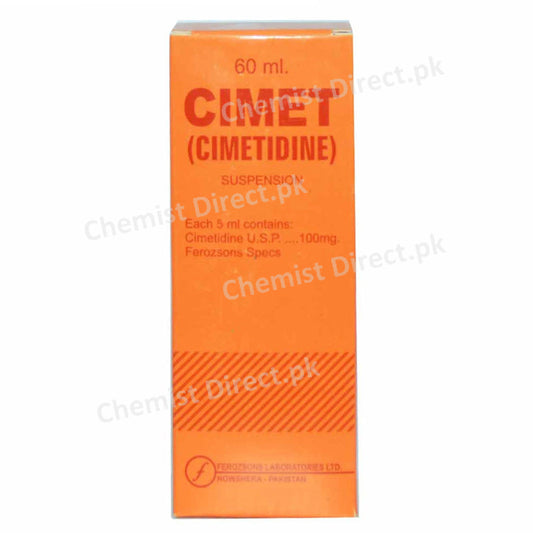 Cimet 100mg Susp 60ml FEROZSONSLABORATORIESLTD Anti ulcerant Cimetidine.